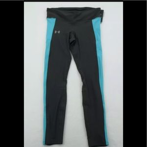 Under armour Womens Heat Gear Leggings Black Teal Pocket